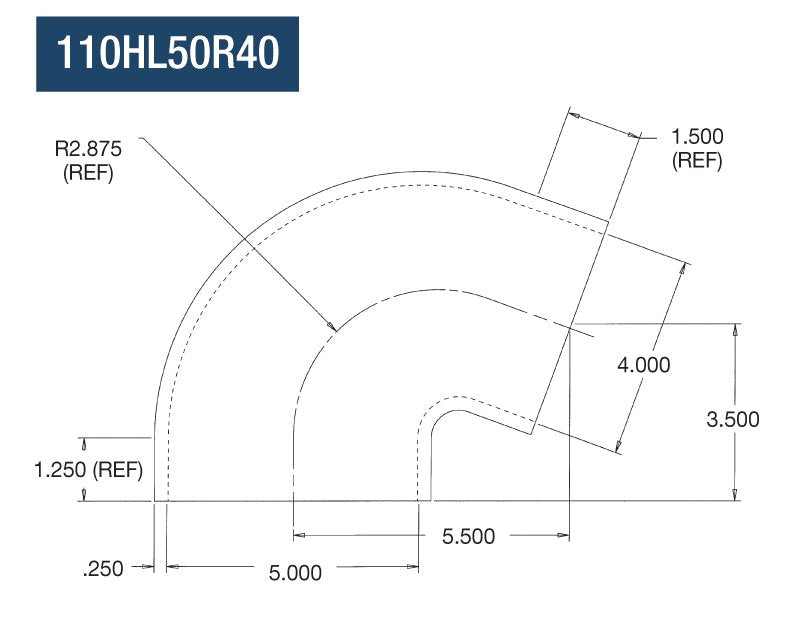 5" ID to 4" ID - 110 Degree Reducing - Rubber