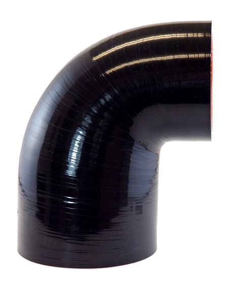 4" to 3" ID Gloss Black - One Short Leg and Wide Radius