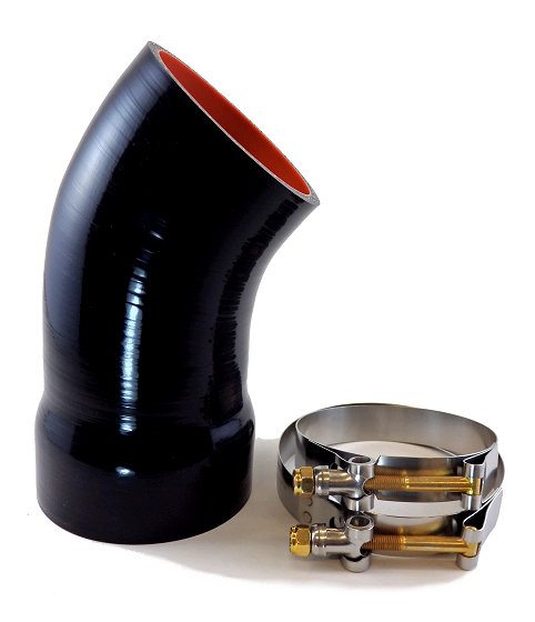 Silicone Reducing Elbow 3-3/8" to 3" 1820102C2 Kit with Clamps